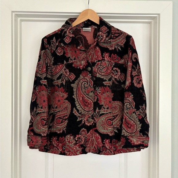Chico’s Paisley Button Jacket Size 1/M - Picture 1 of 5